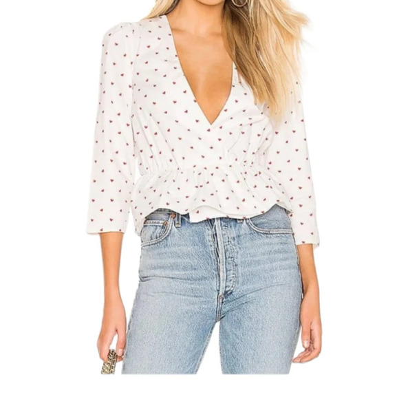 L'ACADEMIE los Angeles Revolve Dahlia V neck Heart Top Size S - Picture 2 of 12